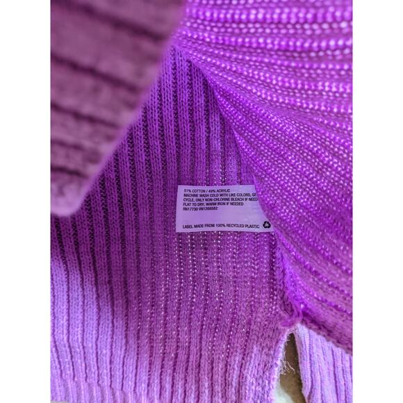Wild Fable Ribbed Sweater VNeck Neon Purple XXL Casual Side Slit‎ Career Top 2XL - Picture 4 of 8